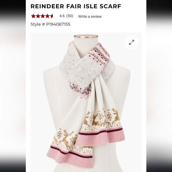 Talbots Accessories - Talbots Pink and Cream Reindeer Scarf